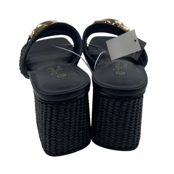 Ophelia Roe Womens Black Mules Sandals With Gold Accents Size 10 Medium - Picture 7 of 13